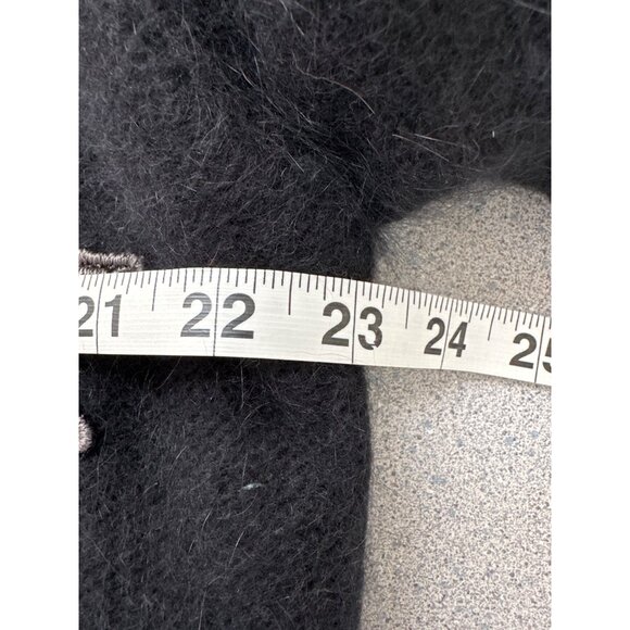 Gizel Angora Wool Open Front Cardigan Women OS Black Embroidered Beaded Longline - Picture 10 of 11